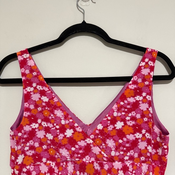 Express Vintage Y2K Ditsy Floral Pink Sleeveless Midi Dress Size 9/10 Babydoll - Picture 6 of 9